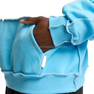 Pull-over Homme Personnalisé en Coton Lourd 100% avec Poche en Polaire Réversible, Style Décontracté Épaules Tombantes, Coutures Inversées, Hiver, Tendance Urbaine - Product Image 4