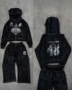 ชุดกีฬาวินเทจสำหรับผู้ชายแนวสตรีทแวร์เสื้อวอร์มพิมพ์ลาย sacreen - Product Image 5