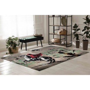 Alfombra Banksy Horse Rider: Alfombra Antideslizante con Diseño de Graffiti, con Pelo Suave - Product Image 2