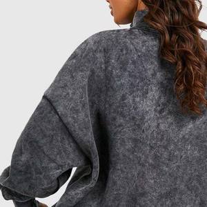 Vintage Acid Wash All 2 en 1 Heavyweight Winter Sweat à capuche zippé pour femme 100% coton - Product Image 6