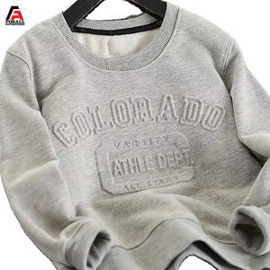 En gros 100% Coton ras du cou plaine pull à capuche personnalisé mens 3d relief pulls ras du cou - Product Image 3