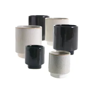 CUC1305BK - เซรามิกทรงกระบอกสีดำลายจุดขนาดกลางพร้อมฐาน - สูง 5.1 นิ้ว - Product Image 4