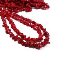 Perles en forme de copeaux de corail rouge, forme irrégulière, 4-5 mm, perles de pierres précieuses en forme de pépites non taillées pour la fabrication de bijoux, en provenance d'Inde, 34 pouces