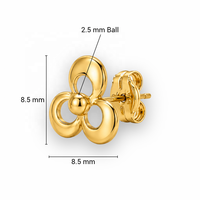 JJBRAVO Pendientes de Oro Macizo con Trébol Abierto para Mujer, Joyería Fina Minimalista Contemporánea de 14k 585, Regalo para Boda o Fiesta, OEM ODM