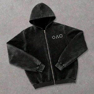 OEM Venta al por mayor Acid Wash Zip Up Hoodies para hombres Custom Logo Hoodies High Quality Men's Streetwear Hoodies - Product Image 1