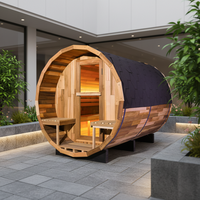 Sauna extérieur moderne en cèdre rouge pour 2 à 6 personnes, sauna à vapeur humide en forme de baril pour jardin