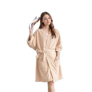 New Design Custom LOGO Soft Thicken Plush Microfiber Fleece Kimono Collar Bathrobe Unisex <b>Bath</b> Robes for Women Pajamas - Product Image 2
