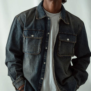 Camisa de tela vaquera para hombre original hecha de algodón con estampado de logotipo personalizado liso, camisa de tela vaquera ajustada elegante de fabricante al por mayor para hombre - Product Image 3