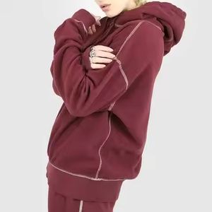 Sweat à capuche surdimensionné en coton 400gsm de haute qualité pour femmes, décontracté, coupe ample, coutures contrastées, placement sur le devant, hiver - Product Image 3