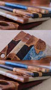 Planche à découper élégante en résine de surface et bois, en bois d'acacia et de manguier, conçue pour une découpe uniforme - Product Image 2