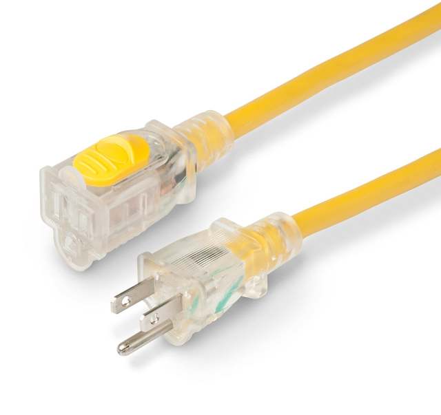 50' 12/3 Heavy-Duty Yellow Locking Outdoor Extension Cord