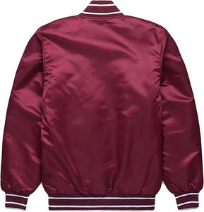Veste bomber en satin sur mesure en gros, veste bomber en satin brodée, veste varsity en satin pour hommes - Product Image 3