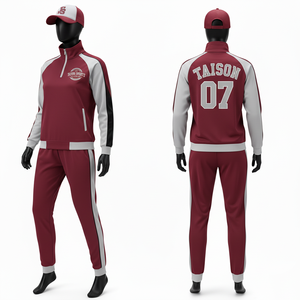 Chándal de Entrenamiento de Béisbol para Mujer, 280 GSM, Tela de Poliéster Interlock Premium, Morado con Paneles de Manga Azules, Logotipo Personalizado - Product Image 2