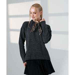 เสื้อสเวตเตอร์พร้อมเนคไท - สีแอนทราไซต์ - Product Image 1