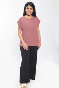 Elegante Waffle Knit Cap Sleeve Mujeres Top Ajuste relajado Ligero Cuello redondo Oficina Casual Texturizado Tela Uso diario Exportador - Product Image 5