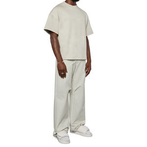 T-shirt lourd surdimensionné pour hommes 100% coton de haute qualité coupe ample minimaliste avec haut Streetwear Premium à manches courtes - Product Image 5