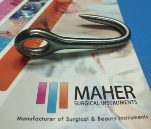 Crochet à œil Sharp S/S également disponible en acier inoxydable émoussé Instrument vétérinaire par Mahersi - Product Image 2