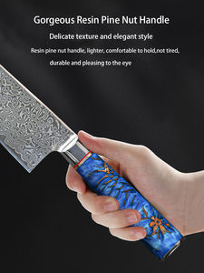Cuchillo de Chef de 7 Pulgadas, 67 Capas de Acero de Damasco, Cuchillos de Cocina con Mango de Resina - Product Image 6
