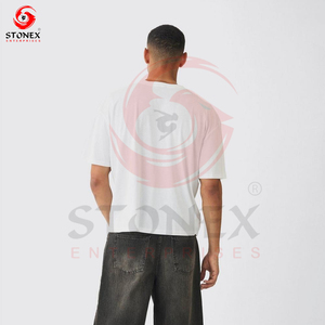 Heavyweight Boxy Tshirt Summer Hot Cotton Printing Blank Streetwear Clothing Boxy Fit Plain <b>Mens</b> Tshirt - Product Image 3