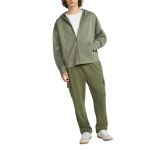 <b>Plain</b> Zip <b>Hoodie</b> And Cargo Jogger Tracksuit Men Casual Two Piece Set Soft Fleece Oem Custom Logo Streetwear Wholesale Fashion - Product Image 5