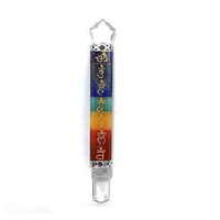Baguette de guérison artisanale en cristal des sept chakras avec gravure sanskrit, divers cristaux, réalisée par des artisans, Feng Shui, 6-8 pouces