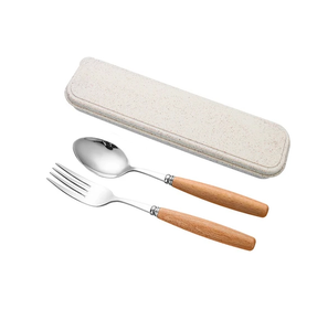 Fourchettes à dessert en acier inoxydable avec manche en bois Couverts pour les utilisations à la maison et à la main - Product Image 4