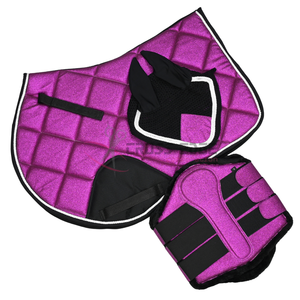 Ensembles de tapis de selle équestre personnalisés bonnet d'oreille de cheval bottes de brossage de cheval western Dressage Équipement de cheval Produit confortable - Product Image 3