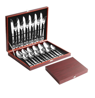 Ensembles de couverts en acier inoxydable, décorations de table en acier miroir pour fêtes durables, emballage de boîte-cadeau pour restaurants, événements