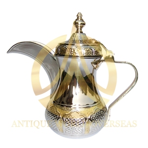 Juego de Dallah de Metal árabe, utensilios de cerámica de latón y acero para servir café y té, mesa de cocina para el hogar y el restaurante del Hotel - Product Image 5
