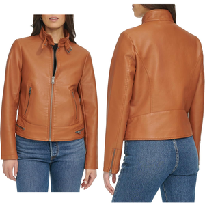 Wholesale <b>Women's</b> Trendy Motorcycle Varsity <b>Jacket</b> Breathable XL Leather Biker Coat with <b>Zip</b>-<b>Up</b> Moto Fashion Outfits - Product Image 5