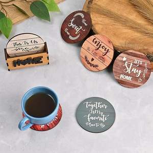 Posavasos Redondo de Madera de Estilo Bohemio, Hecho a Mano, Ecológico, con Diseño Personalizado y Superficie Lisa para Amantes del Café - Precio Económico - Product Image 1