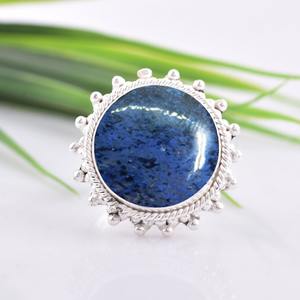 Bague en argent sterling 925 faite à la main bijoux de mode luxueux avec pierre précieuse naturelle Lapis Lazuli plaqué rhodium bague solide estampée - Product Image 3