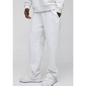 กางเกงสเวตเตอร์ของผู้ชายกางเกงลายทางผ้าคอตตอนแบบลำลองด้านหน้าเรียบ100% - Product Image 4