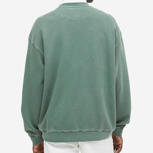 Top qualité grande taille hommes sweats à capuche lavage à l'acide Vintage à manches longues 100% coton col rond surdimensionné sweat - Product Image 5