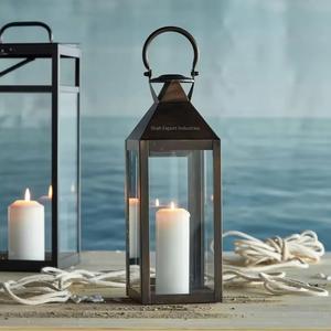 Lanterne à bougie en métal noir de style antique avec verre pour la décoration de la maison et du jardin, lanternes de table et de sol - Product Image 4