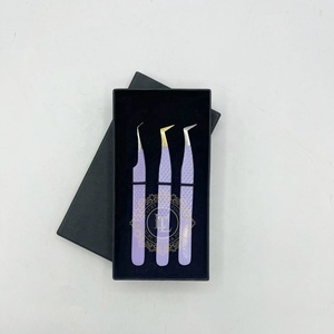 Meilleur prix pour la qualité supérieure Lite Purple Powder Coating Eyelash Tweezer Pince à cils durable avec étiquette personnalisée - Product Image 6