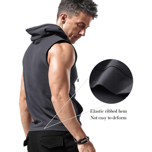 Men's Sleeveless Hoodie OEM 2024 Hot Selling Fitness Sleeveless <b>Hoodies</b> Stretchy Training Sleeveless <b>Workout</b> Gym Hoodie for Men - Product Image 2