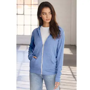 โพลีเอสเตอร์รีไซเคิล50%,ผ้าฝ้ายอินทรีย์37%,13% Rayon Triblend Hoodie Zipper Up