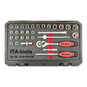 1/4 "ดร. ชุดประแจซ็อกเก็ต31ชิ้นขนาดเมตริกชุดเครื่องมือช่างชุดเครื่องมือช่างด้ามจับวงล้อและที่จับสปินเนอร์ - Product Image 2