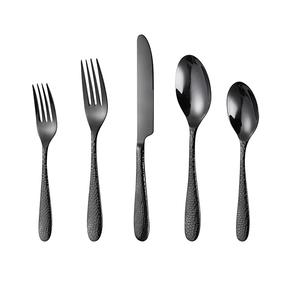 Juego de cubiertos de metal de aspecto fabuloso con mango martillado, acabado negro para juegos de cubiertos de vajilla de hotel y restaurante - Product Image 3