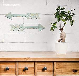 Flechas decoración de pared juego de madera de 2 granja flecha azul signo decorativo rústico hogar pared colgante decoración hogar sala de estar comedor - Product Image 5