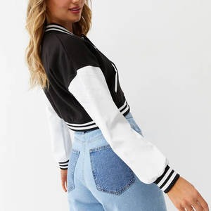 Customized Design Long Sleeves Women Cropped Letterman Jacket <b>Covered</b> <b>Button</b> Different Color Letterman Jacket - Product Image 4