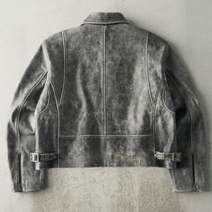 Veste en cuir véritable pour hommes en peau de vache de haute qualité Bomber imperméable d'hiver Vintage élégant Logo avant sur mesure - Product Image 2