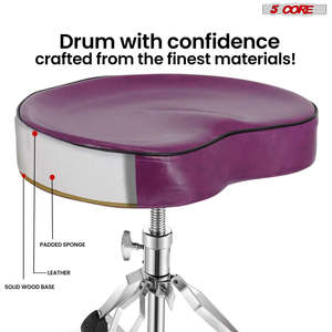 5 Core <b>Drum</b> Throne 4 Padded Guitar Stool Drummer Chair Adjustable Musician Seat - Product Image 5