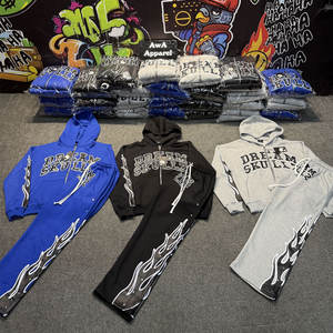 Conjunto de Chándal Urbano con Capucha para Hombre, Estilo Invernal, 100% Algodón, Transpirable, Ligero, con Logotipo Estampado, Pedidos al por Mayor - Product Image 1