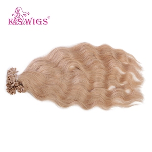 K.SWIGS 18 #   Extensiones de Cabello Rubio con Punta en V, Cabello Humano Remy de Doble Trama, Ondulado, 10-30 Pulgadas, 50g/50 Piezas, Cabello con Queratina, Premium - Product Image 3
