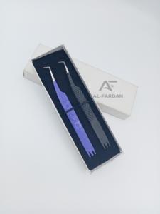 Pinzas de extensión de pestañas de acero inoxidable de 90 grados al por mayor pinzas de punta cónica Volumen de pestañas estilo corona estampado de corazón - Product Image 2