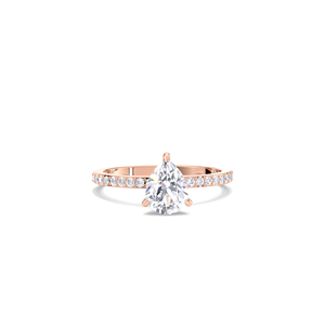 IGI Certified 1ct Pear Cut Lab Diamond Engagement <b>Ring</b> for Women 14K Yellow White And Rose <b>Gold</b> Pave Band Bridal Wedding <b>Ring</b> - Product Image 6