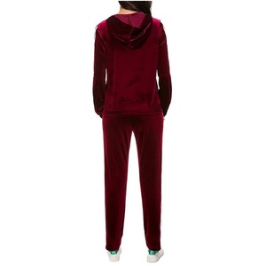 Hot Fashion Womens Custom Crop Velvet Hoodie Chándal Parche Bordado Lavado Oversized Streetwear Sweatsuit Jogger Set - Product Image 2