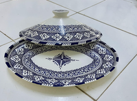 Tajine Ovale en Céramique Peint à la Main, Fait Main, Sans Plomb, Pot de Cuisson Marocain Artisanat